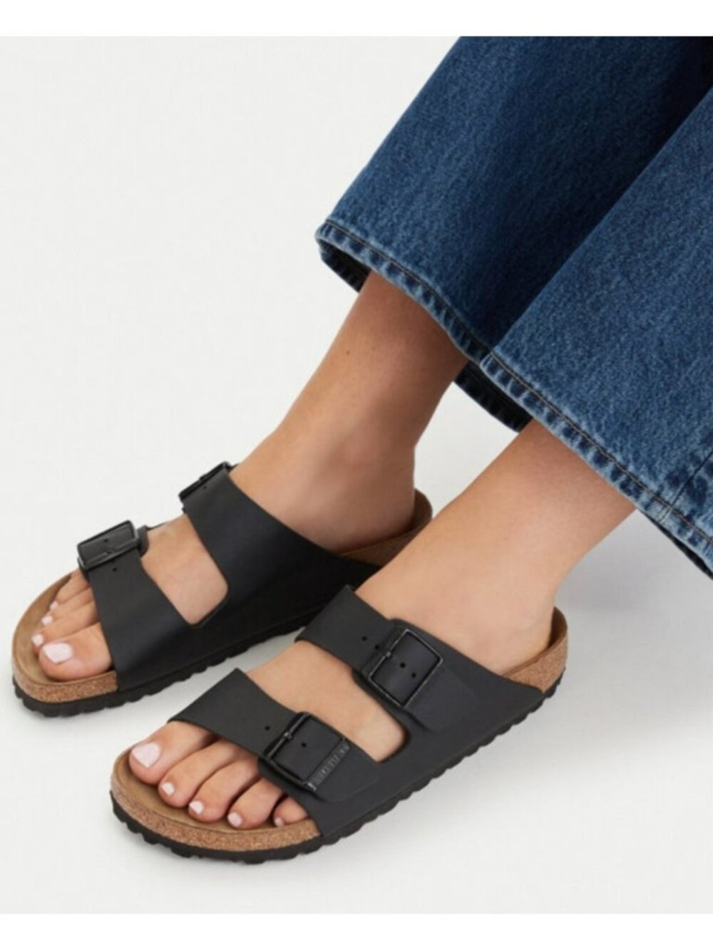 Birkenstock Arizona Leather Slide Sandals EU 38 US Narrow Width Black Adjustable